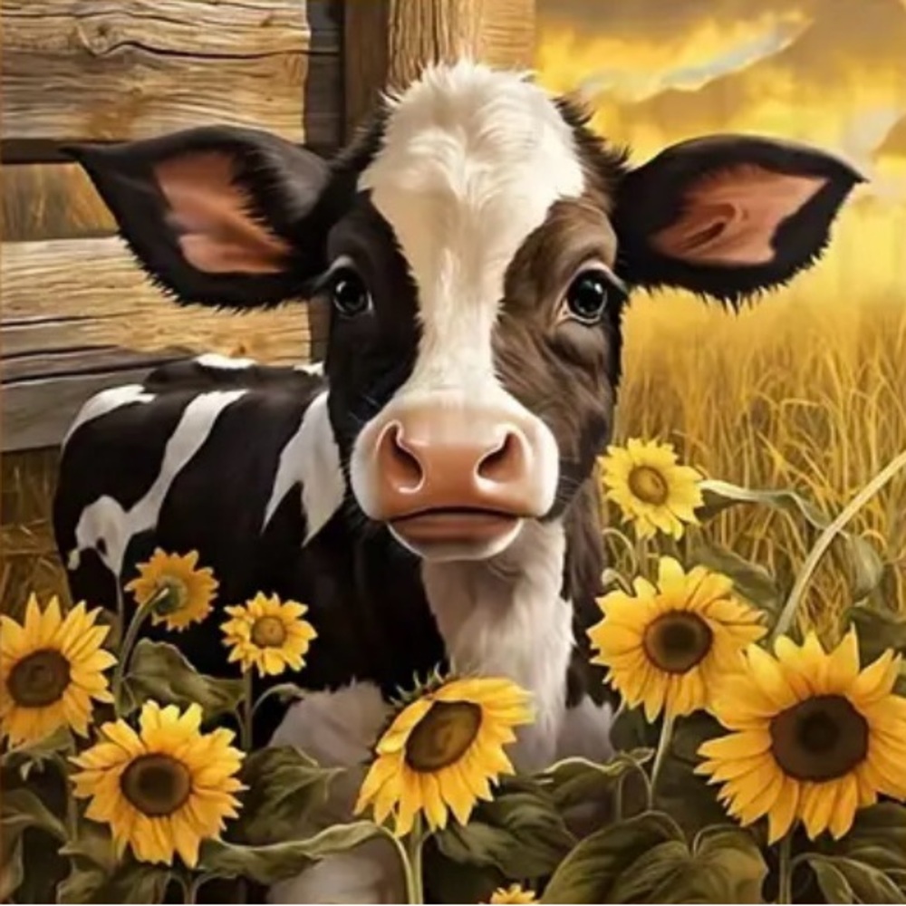 NWT- 8x8 Diamond Art Kit. Baby cow.